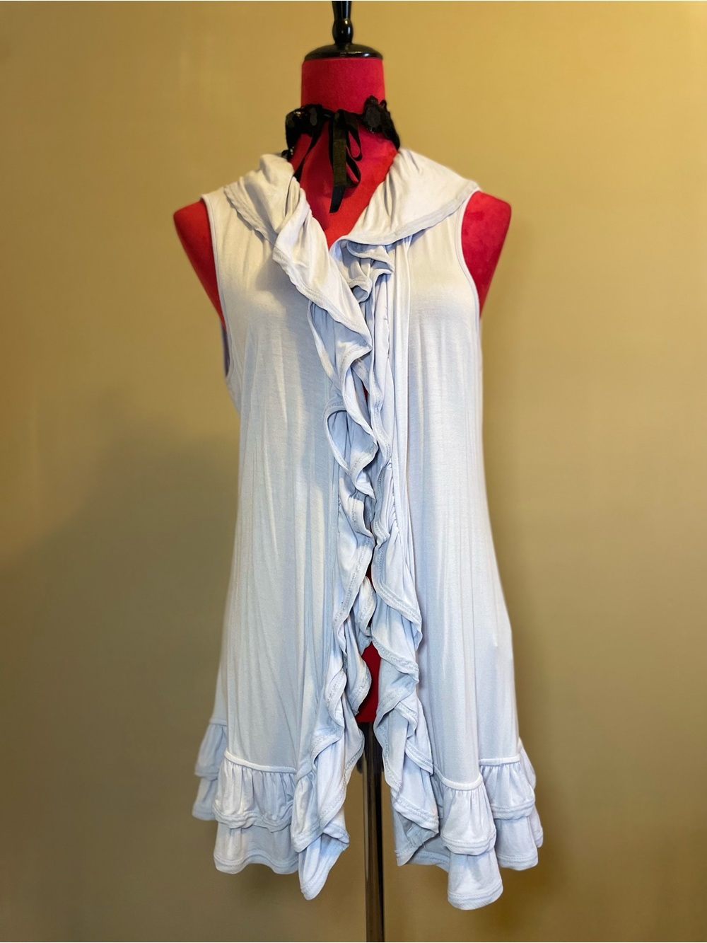 Light purple Ruffled Sleeveless Vest Cardigan